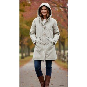 TAHARI Off White Hooded Down Winter Coat Ladies Medium